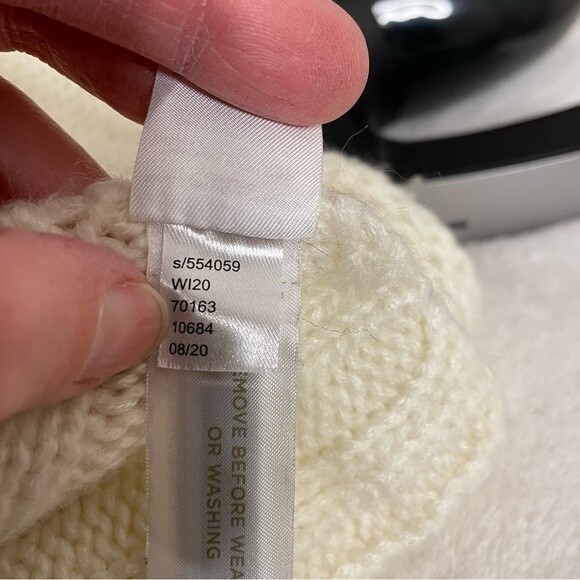 Loft Poncho Sweater Cable Knit Turtleneck Tunic Acrylic Ivory Size Medium Large - Picture 9 of 10